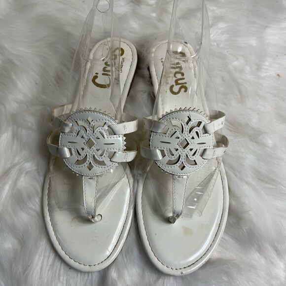 Circus by Sam Edelman medallion cut out white thong sandals size 11 - Picture 1 of 9